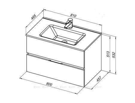Тумба с Раковиной «Aquanet» Алвита New 80, 2 Ящика, Белый Матовый (00277514)