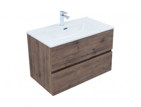 Тумба с Раковиной «Aquanet» Алвита New 80, 2 Ящика, Дуб Веллингтон Табак (00334186)