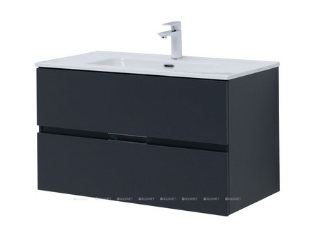 Тумба с Раковиной «Aquanet» Алвита New 90, 2 Ящика, Антрацит (00303919)