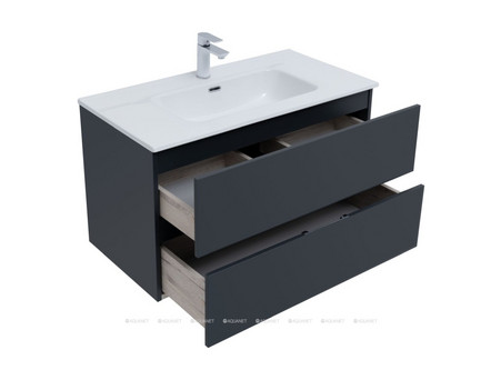 Тумба с Раковиной «Aquanet» Алвита New 90, 2 Ящика, Антрацит (00303919)