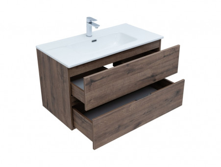 Тумба с Раковиной «Aquanet» Алвита New 90, 2 Ящика, Дуб Веллингтон Табак (00334187)