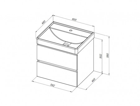 Тумба с Раковиной «Aquanet» Вега 60, 2 Ящика (00308318)