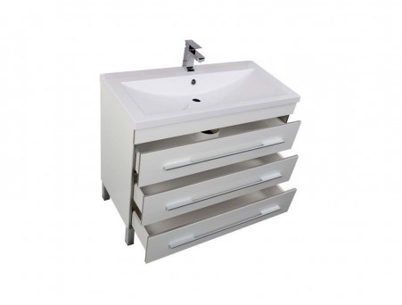 Тумба с Раковиной «Aquanet» Верона 100, Белый, Напольная, 3 Ящика (00178471)