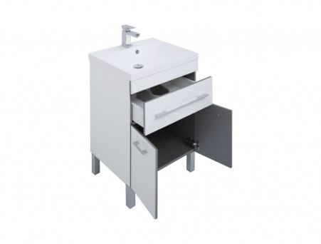 Тумба с Раковиной «Aquanet» Верона 58, Белый, Напольная, 1 Ящик, 2 Дверцы (00182507)