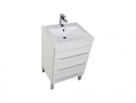 Тумба с Раковиной «Aquanet» Верона 58, Белый, Напольная, 3 Ящика (00178253)