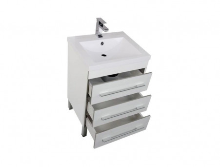 Тумба с Раковиной «Aquanet» Верона 58, Белый, Напольная, 3 Ящика (00178253)