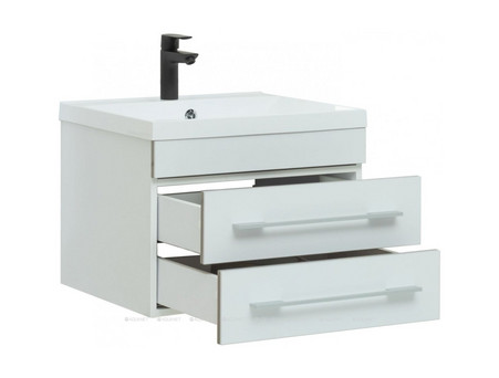Тумба с Раковиной «Aquanet» Верона 58, Белый, Подвесная, 2 Ящика (00176667)