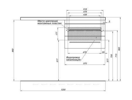 Тумба с Раковиной «Aquanet» Верона 58, Белый, Подвесная, 2 Ящика (00176667)