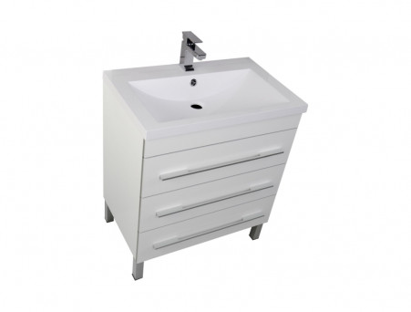 Тумба с Раковиной «Aquanet» Верона 75 Белый, Напольная, 3 Ящика (00178254)