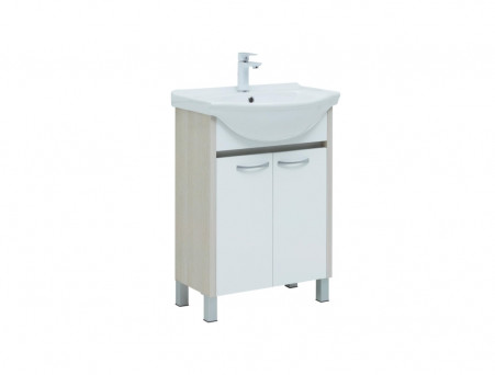 Тумба с Раковиной «Aquanet» Донна 60, Белый Дуб/Белый, 2 Дверцы (00273996)