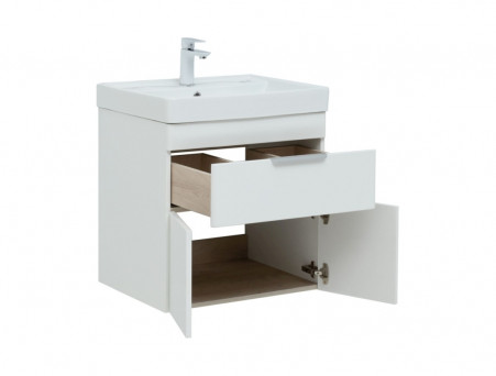 Тумба с Раковиной «Aquanet» Ирис New 60, Белый Глянец, 1 Ящик, 2 Дверцы (00310148)