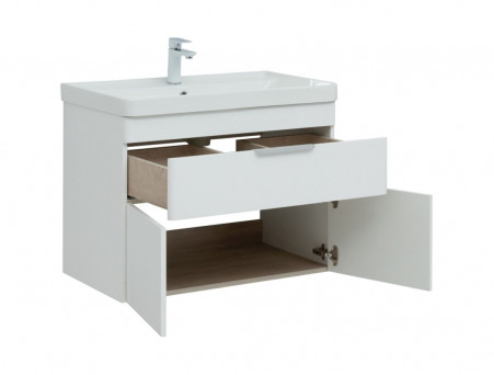 Тумба с Раковиной «Aquanet» Ирис New 815, Белый Глянец, 1 Ящик, 2 Дверцы (00310150)