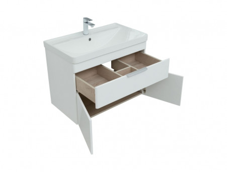 Тумба с Раковиной «Aquanet» Ирис New 815, Белый Глянец, 1 Ящик, 2 Дверцы (00310150)