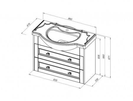 Тумба с Раковиной «Aquanet» Монте 85, Белый Матовый (00303998)
