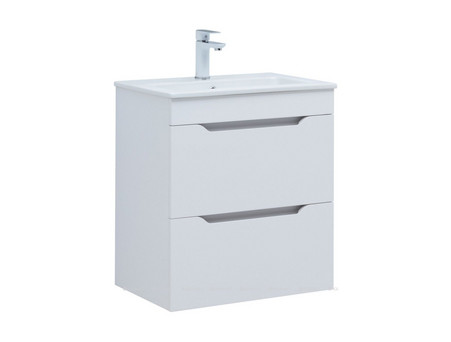 Тумба с Раковиной «Aquanet» Практика 60, Белый Матовый, 2 Ящика (00330457)