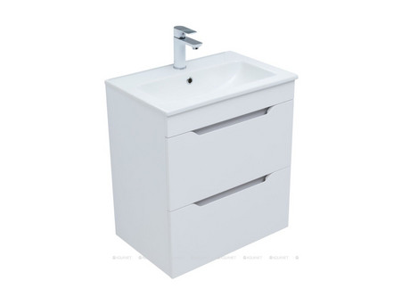 Тумба с Раковиной «Aquanet» Практика 60, Белый Матовый, 2 Ящика (00330457)