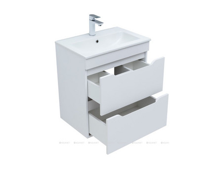 Тумба с Раковиной «Aquanet» Практика 60, Белый Матовый, 2 Ящика (00330457)