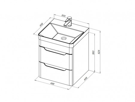 Тумба с Раковиной «Aquanet» София 50, Белый Глянец, 2 Ящика (00274171)