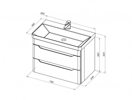 Тумба с Раковиной «Aquanet» София 80, Белый Глянец, 2 Ящика (00274002)