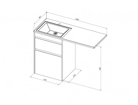 Тумба с Раковиной «Aquanet» Токио 58, Дуб Веллингтон, Напольная, 2 Ящика (00333648)