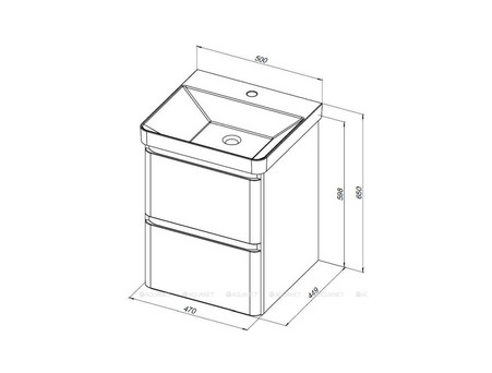 Тумба с Раковиной «Aquanet» Эмбер 50, Белый Матовый (00330463)