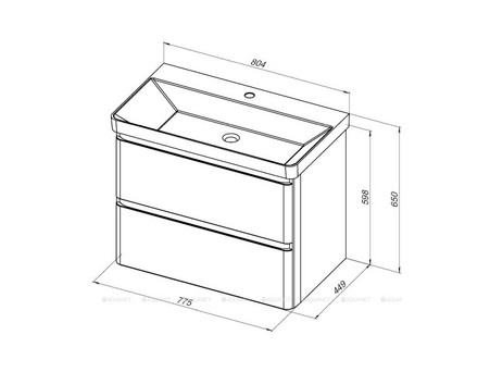 Тумба с Раковиной «Aquanet» Эмбер 80, Черный Матовый (00330468)