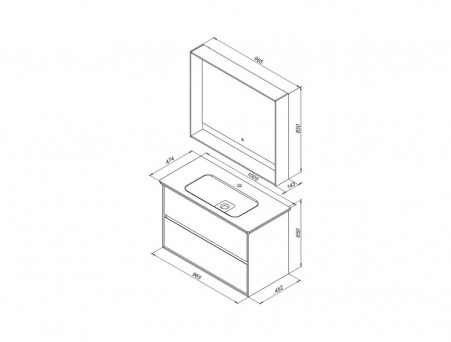 Зеркало «Aquanet» Милан 100 LED Черный Глянец (00306375)