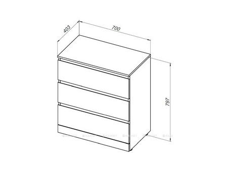 Комод «Aquanet» Сканди 700x400 Дуб Эдгрейн, 3 Ящика (00302549)