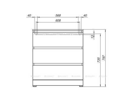 Комод «Aquanet» Сканди 700x400 Дуб Эдгрейн, 3 Ящика (00302549)
