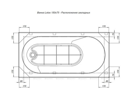 Акриловая Ванна «Aquanet» Lotos 150x75, с Каркасом (00336532)