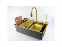 Мойка Кухонная «Fmark» Многофункциональная, Золотой Матовый, 75x46x22 (FSC003C)