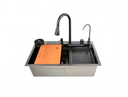 Мойка Кухонная «Dikalan» Многофункциональная, LED-Дисплей, Чёрный Матовый, 75x46x22 (KJ754508)