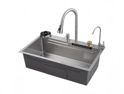 Мойка Кухонная «Savol» Многофункциональная, Сатин Матовый, 75x46 (S-SC003L)