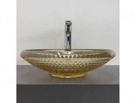 Накладная Стеклянная Раковина «Comforty» на Столешницу, Цвет Шампань, 45см (CF21207)