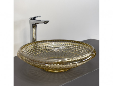 Накладная Стеклянная Раковина «Comforty» на Столешницу, Цвет Шампань, 45см (CF21207)