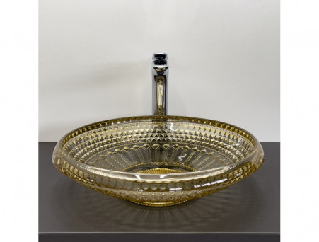 Накладная Стеклянная Раковина «Comforty» на Столешницу, Цвет Шампань, 45см (CF21207)