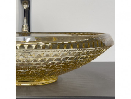 Накладная Стеклянная Раковина «Comforty» на Столешницу, Цвет Шампань, 45см (CF21207)