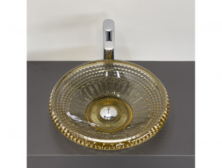 Накладная Стеклянная Раковина «Comforty» на Столешницу, Цвет Шампань, 45см (CF21207)