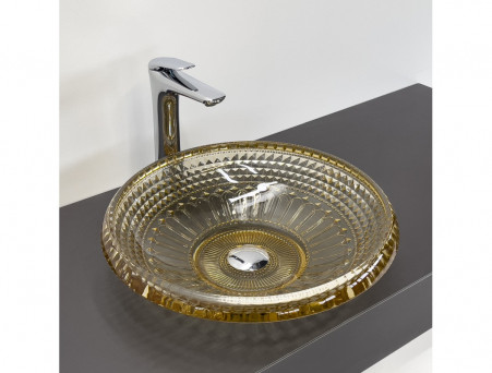 Накладная Стеклянная Раковина «Comforty» на Столешницу, Цвет Шампань, 45см (CF21207)