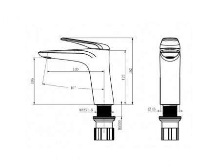 Смеситель для Раковины «Comforty» Картридж 35мм, Графит (FC074A-CGT)