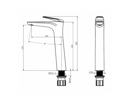 Смеситель для Раковины «Comforty» Картридж 35мм, Графит (FC074B-CGT)