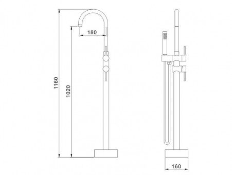 Смеситель Напольный «Comforty» Черный Матовый (FE018M-CMT)