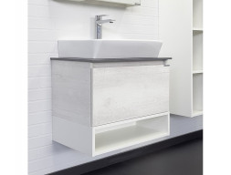 Тумба-Умывальник «Comforty» Прага-60 Дуб Белый, Графитовая Столешница (00-00014535CF)