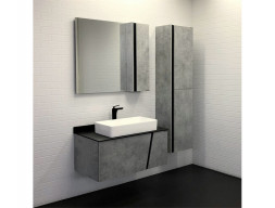 Тумба-Умывальник «Comforty» Эдинбург-90 Бетон Светлый, Черная Столешница (00004149881CF)