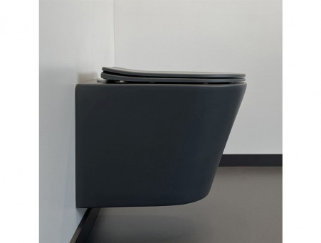 Унитаз Подвесной «Comforty» 105mdh Безободковый Графит Матовый, Сиденье Дюропласт Softclose Тонкое, Быстросъёмное (105MDH)