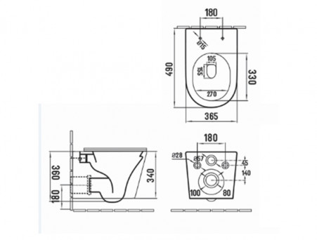 Унитаз Подвесной «Comforty» 105mdh Безободковый Графит Матовый, Сиденье Дюропласт Softclose Тонкое, Быстросъёмное (105MDH)