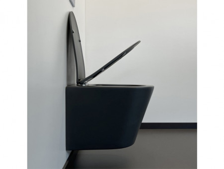 Унитаз Подвесной «Comforty» 105mdh Безободковый Графит Матовый, Сиденье Дюропласт Softclose Тонкое, Быстросъёмное (105MDH)