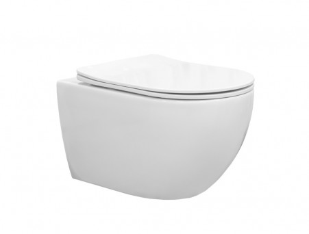 Унитаз Подвесной «Comforty» Безободковый, Сиденье Тонкое Дюропласт Микролифт, Торнадо (CF40253T)