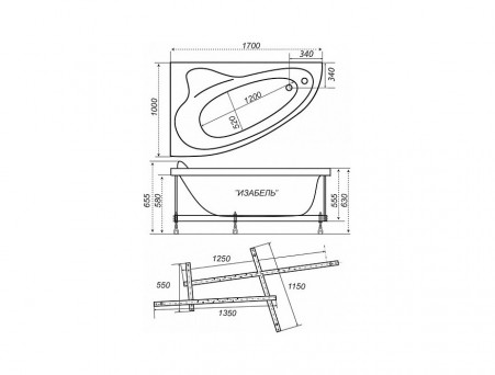 Акриловая Ванна «Triton» Изабель R 170x100