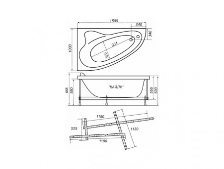 Акриловая Ванна «Triton» Кайли R 150x100